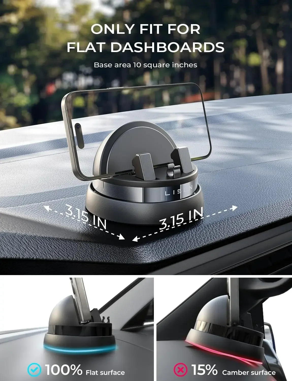 Rotatable Dashboard Car Phone Holder | Hands-Free Universal Mount for iPhone & Samsung"